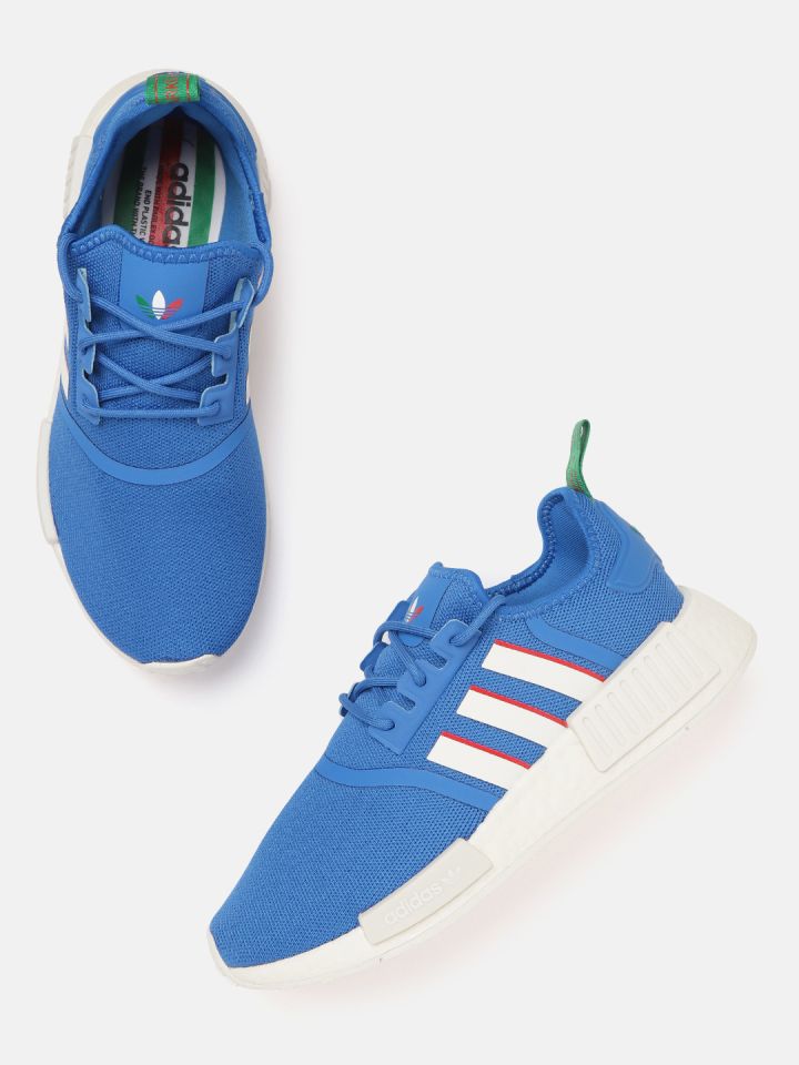 ADIDAS Originals Men Blue White Woven Design Italy NMD R1 Sneakers