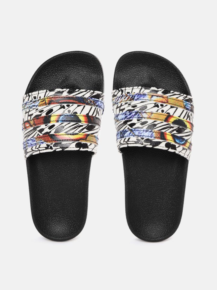 Buy ADIDAS Originals Women Black Printed Sliders Flip Flops for