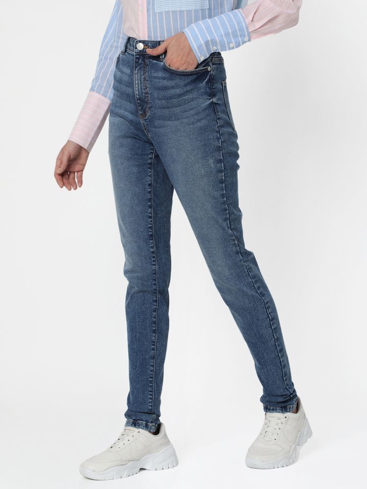 Buy Vero Moda Women Blue Skinny Fit High Rise Light Fade Jeans