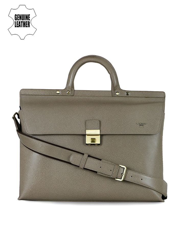 Buy Da Milano Women Taupe Leather Laptop Bag Laptop Bag For Women 1843080 Myntra