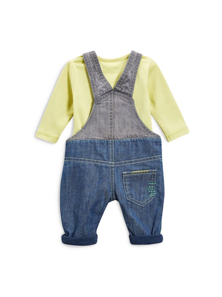 yellow denim dungarees