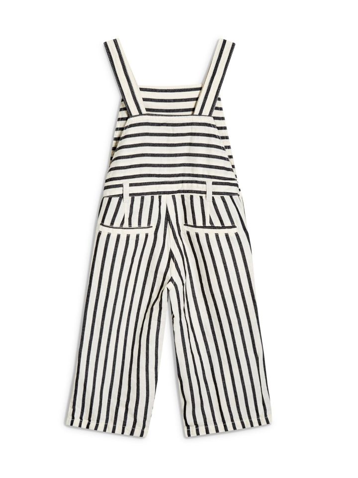 Buy Next Girls Cream Coloured Black Striped Dungarees