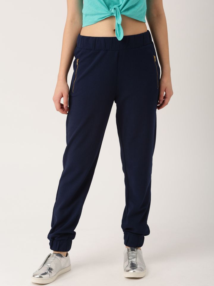 Buy DressBerry Women Navy Blue Regular Fit Solid Joggers