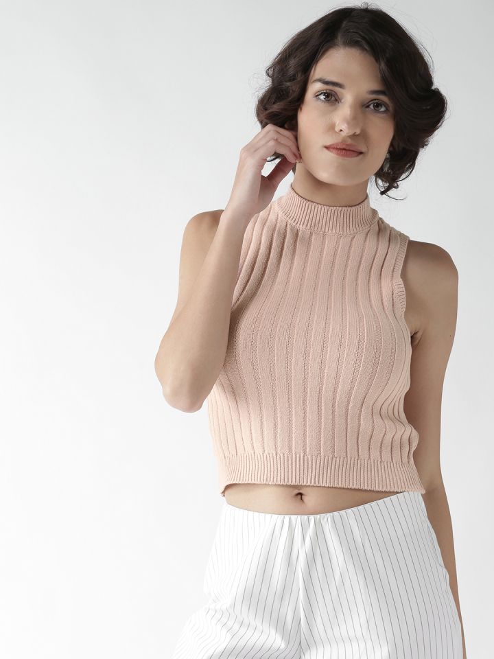 Sleeveless sweater crop top store