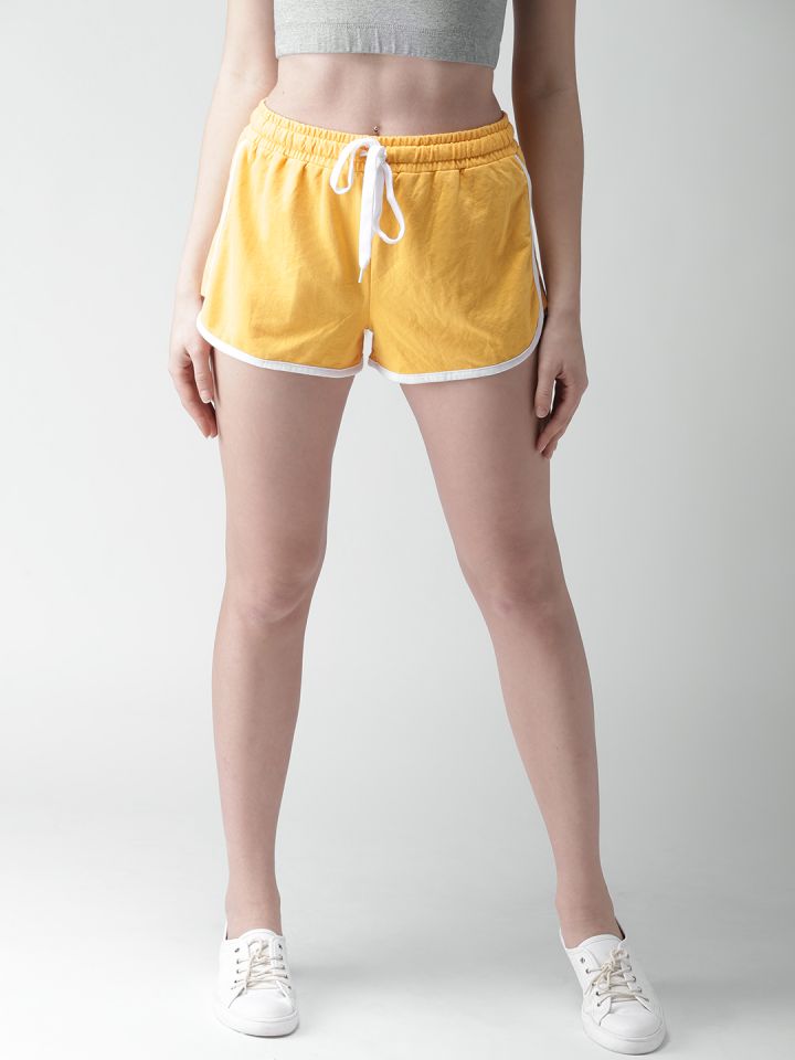 Buy FOREVER 21 Women Yellow Solid Shorts Shorts for Women