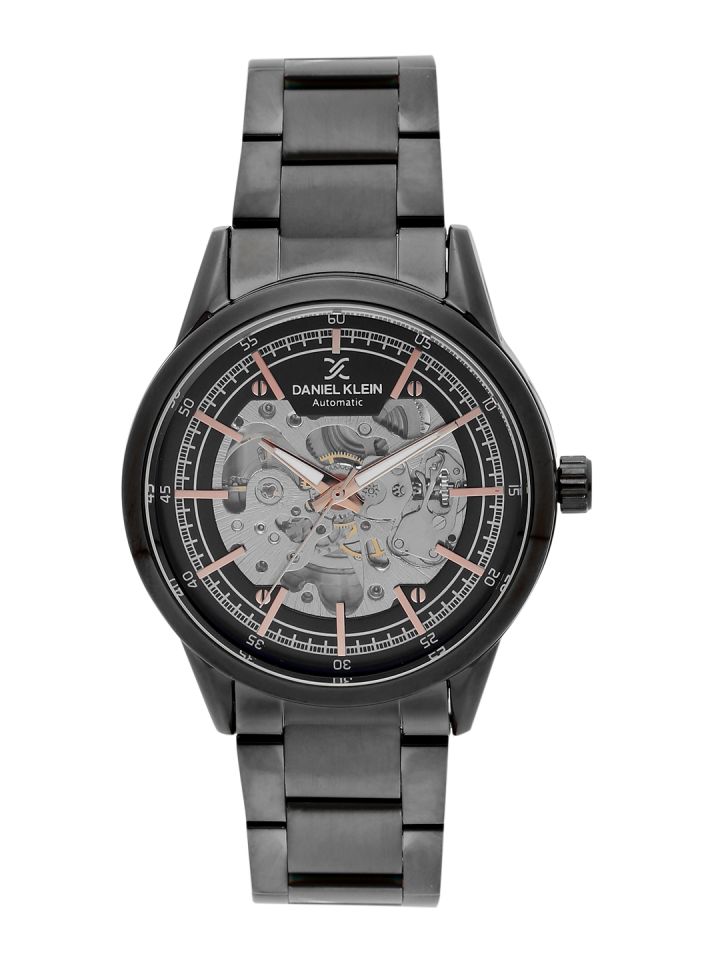 Daniel Klein Men Steel Toned Gunmetal Toned Skeleton Dial Watch DK11255 5