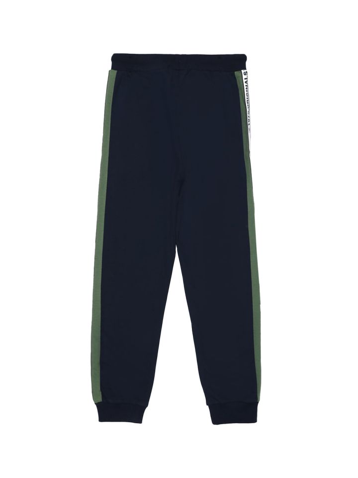 Buy Alan Jones Boys Navy Blue Striped Joggers Track Pants for