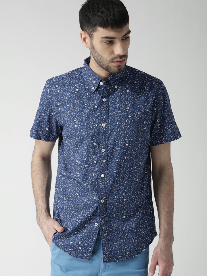Buy Tommy Hilfiger Men Blue New York Fit Printed Casual Shirt