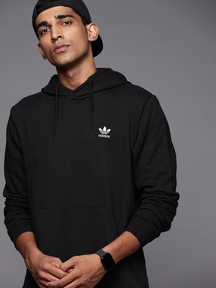 Buy ADIDAS Originals Men Black Pure Cotton Printed Hooded