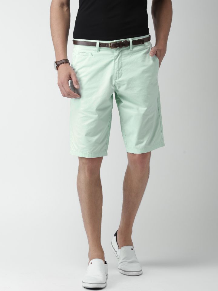 Buy Celio Men Sea Green Solid Regular Fit Chino Shorts Shorts