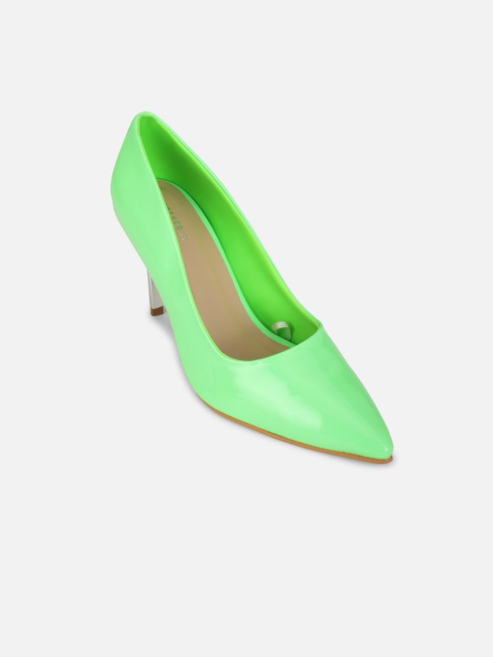 Lime green kitten heel shoes top
