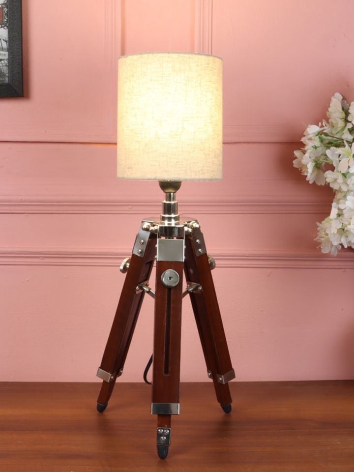 Buy BEVERLY STUDIO Beige Solid Drum Shade Tripod Table Lamp