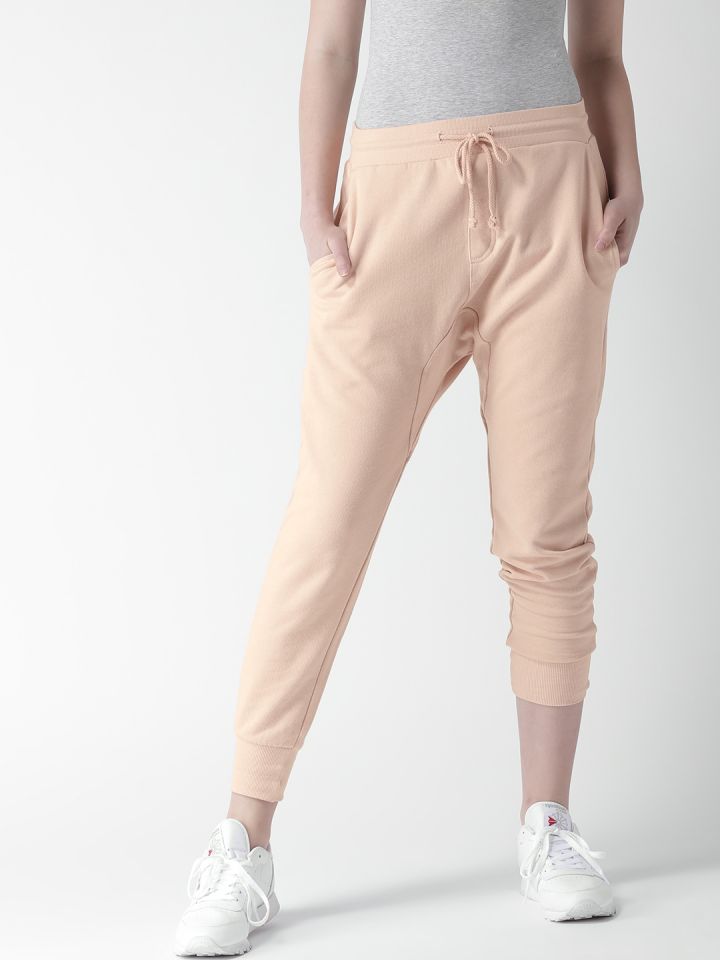 Buy FOREVER 21 Peach Coloured Joggers Track Pants for Women