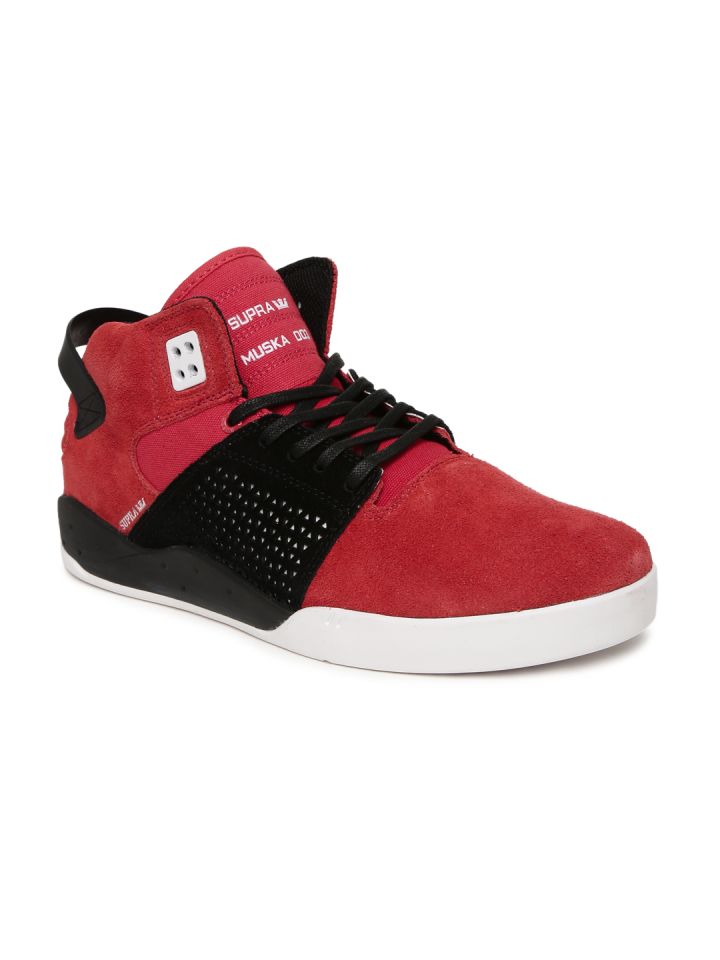 Regeneratief terug Dubbelzinnig Buy Supra Men Red & Black Colourblocked Suede Skytop III Mid Top Sneakers -  Casual Shoes for Men 1857656 | Myntra