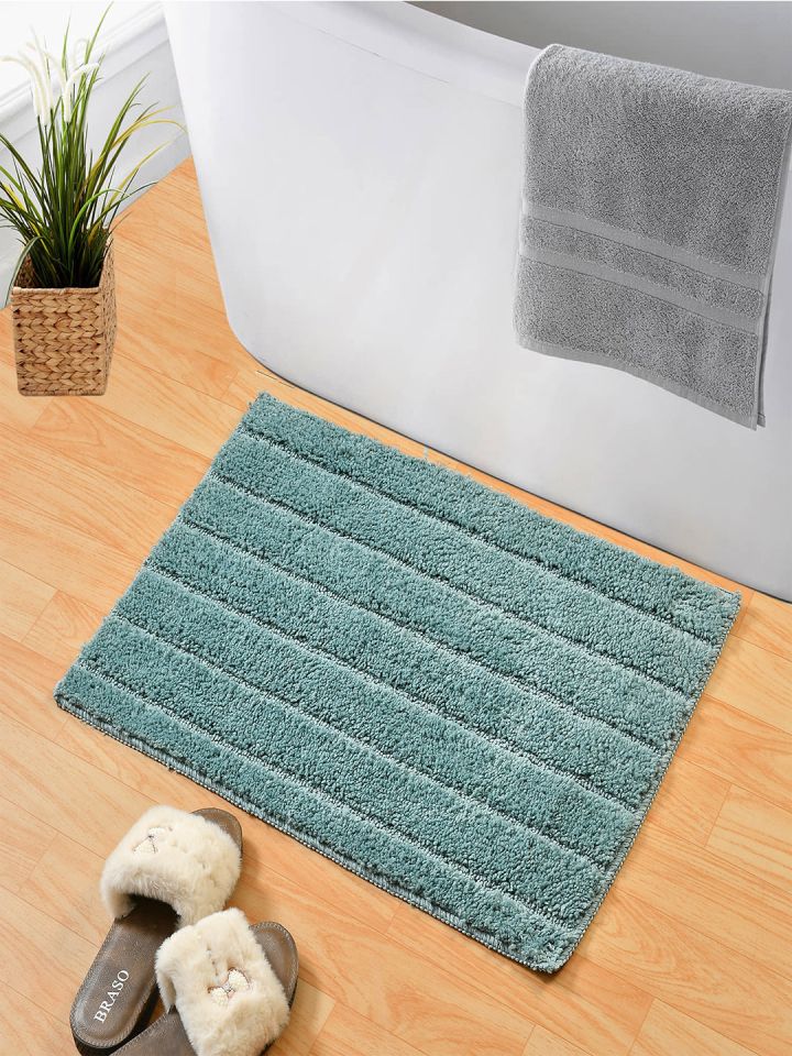 Buy Hammer Home Set Of 2 Blue Brown Solid Microfibre 350 GSM