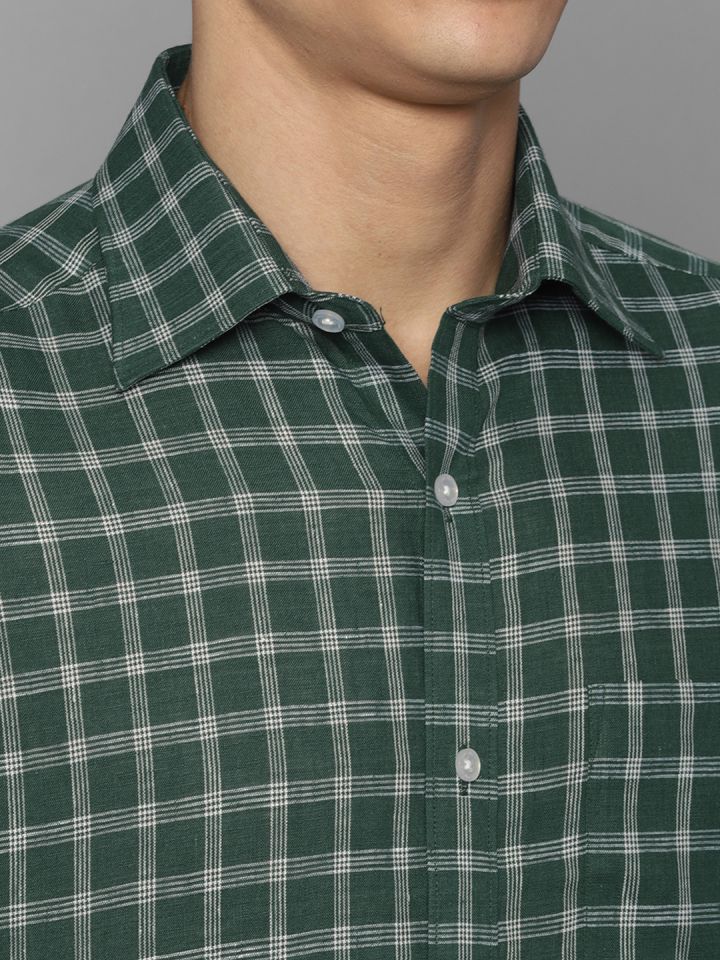 LOUIS PHILIPPE Men Checkered Formal Green Shirt - Buy LOUIS