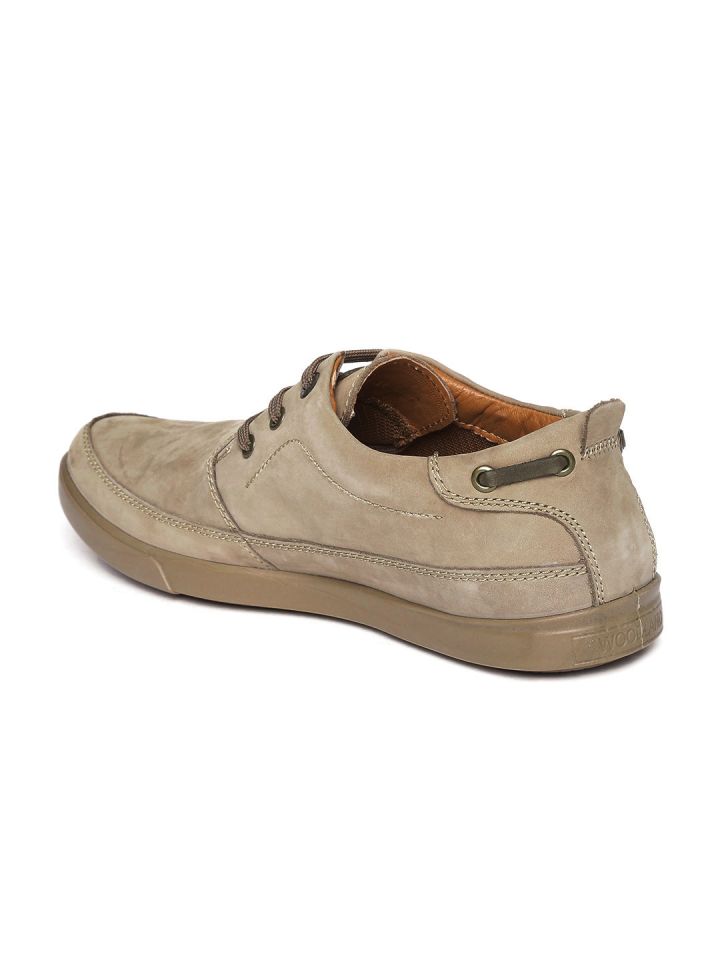 woodland men's khaki leather sneakers