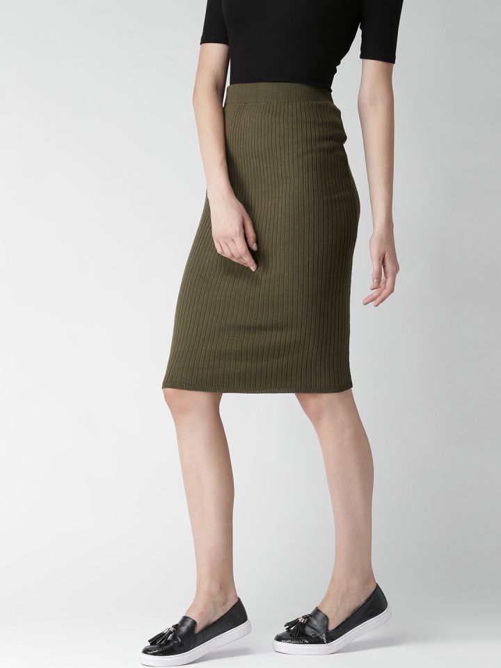 Olive green pencil deals skirt forever 21