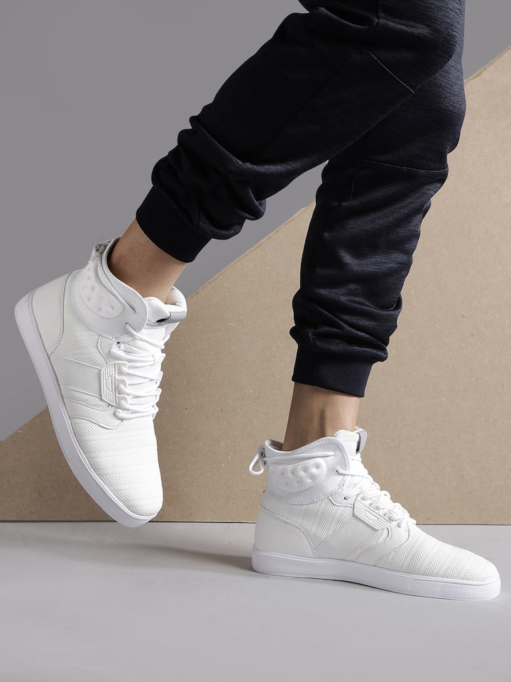 white mid top shoes