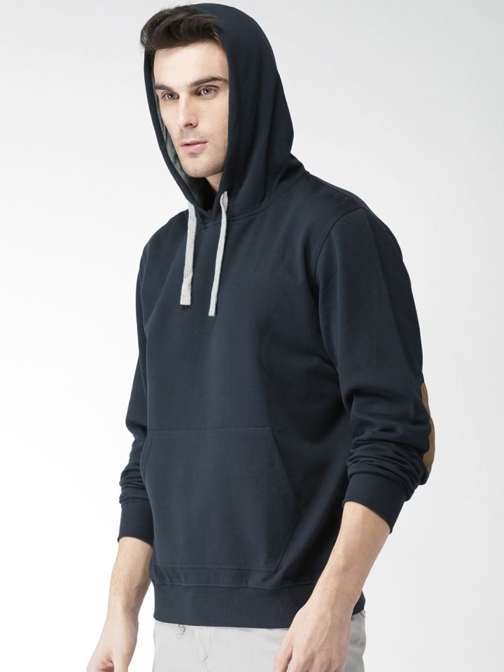 Buy Mast Harbour Men Navy Blue Solid Hooded Sweatshirt