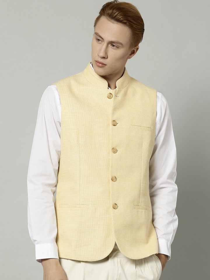 Buy Marks u0026 Spencer Cream Coloured Patterned Nehru Jacket - Nehru Jackets  for Men 1866544 | Myntra
