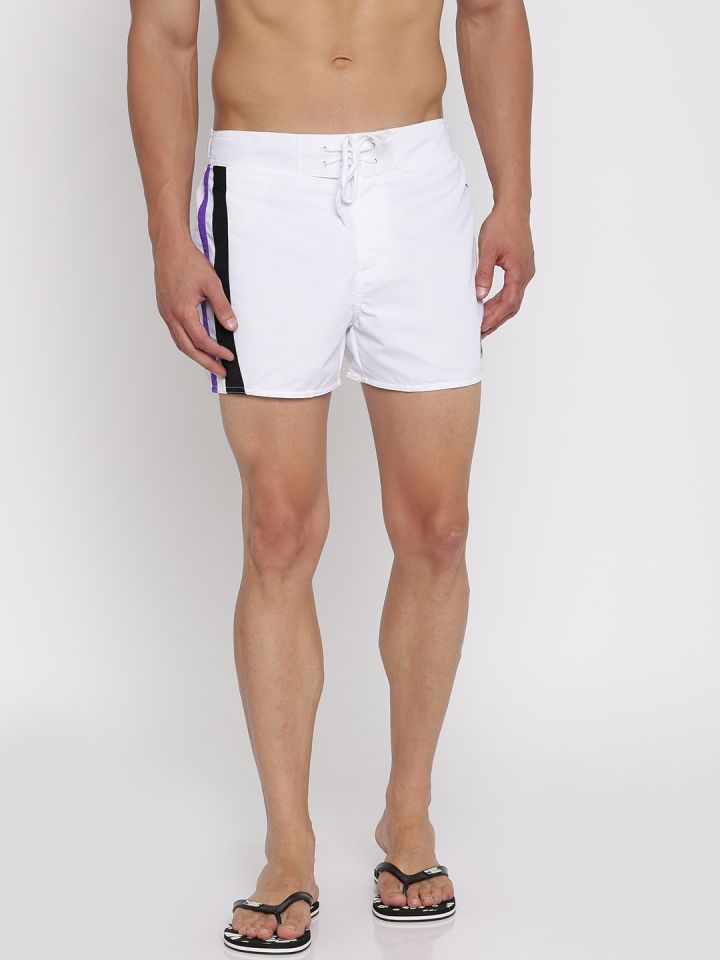 White Waffle Knit Beach Shorts, Swimwear