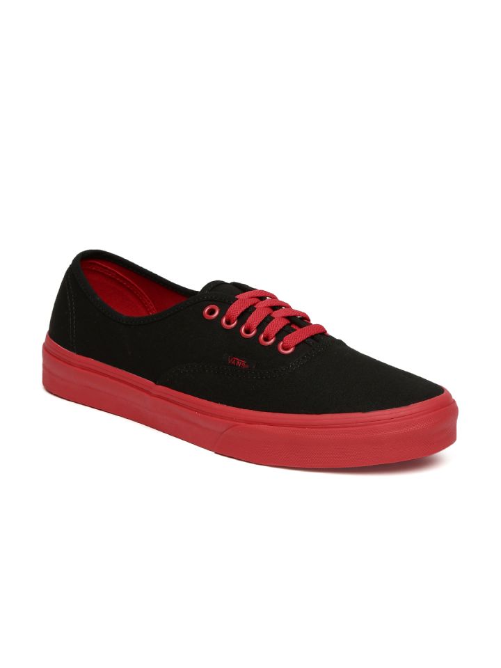 Vans Unisex Black Red Authentic Sneakers
