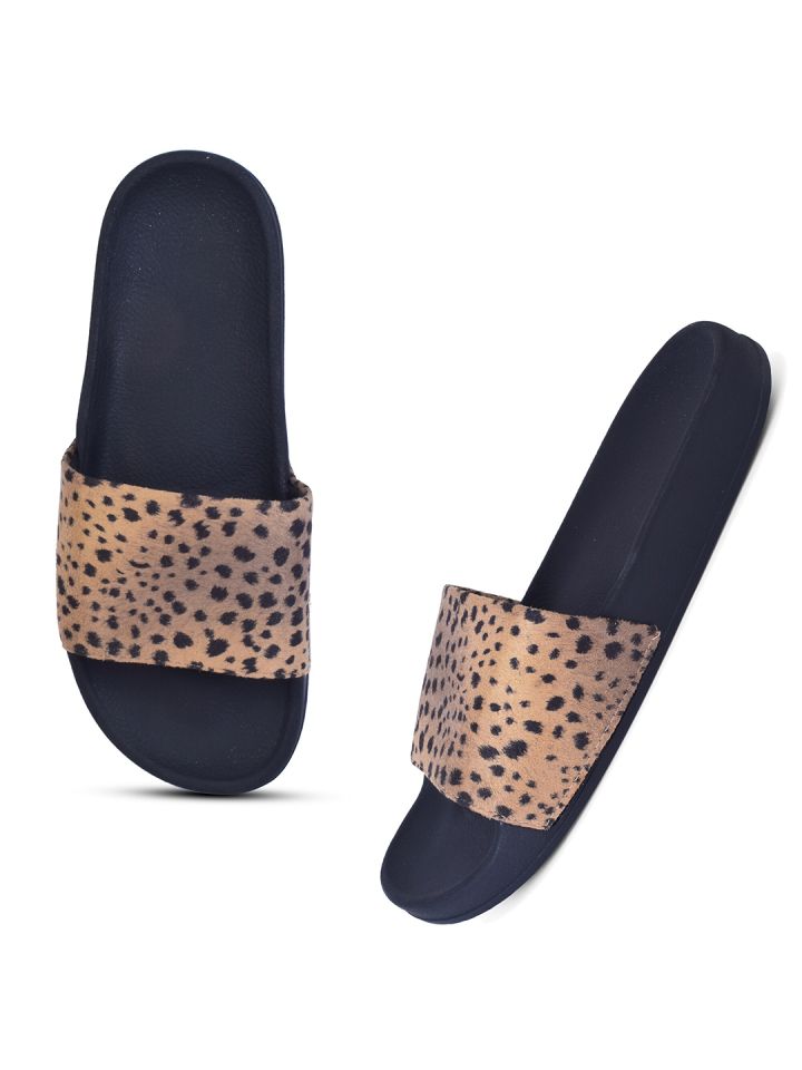 Buy XE Looks Women Beige Comfortable Leopard Printed Flip Flops