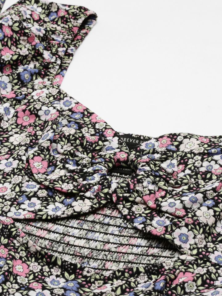 FOREVER 21 Women Black White Floral Printed Dress