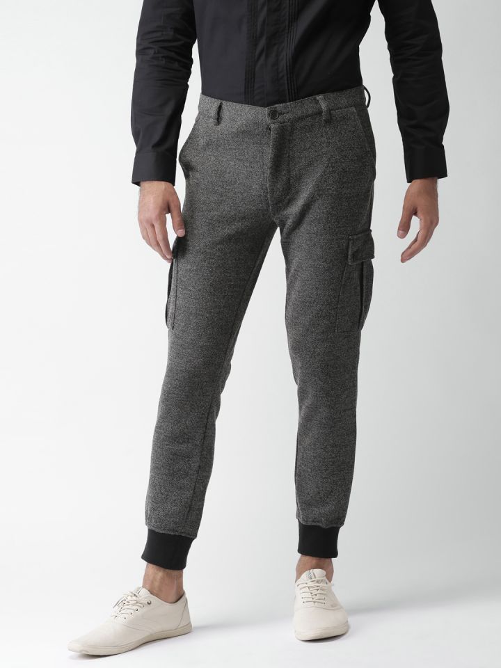 Buy FOREVER 21 Men Grey Melange Regular Fit Self Design Jogger