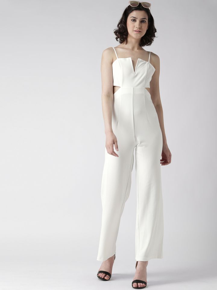 FOREVER 21 White Jumpsuit with Cut Outs