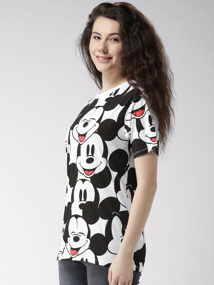 ONLY Damen T-Shirt mit Mickey Mouse Print weiss schwarz lila