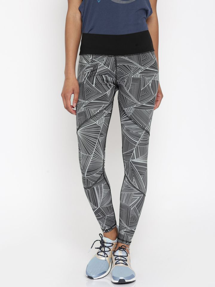 Grey Printed Tight Fit Track Pants 