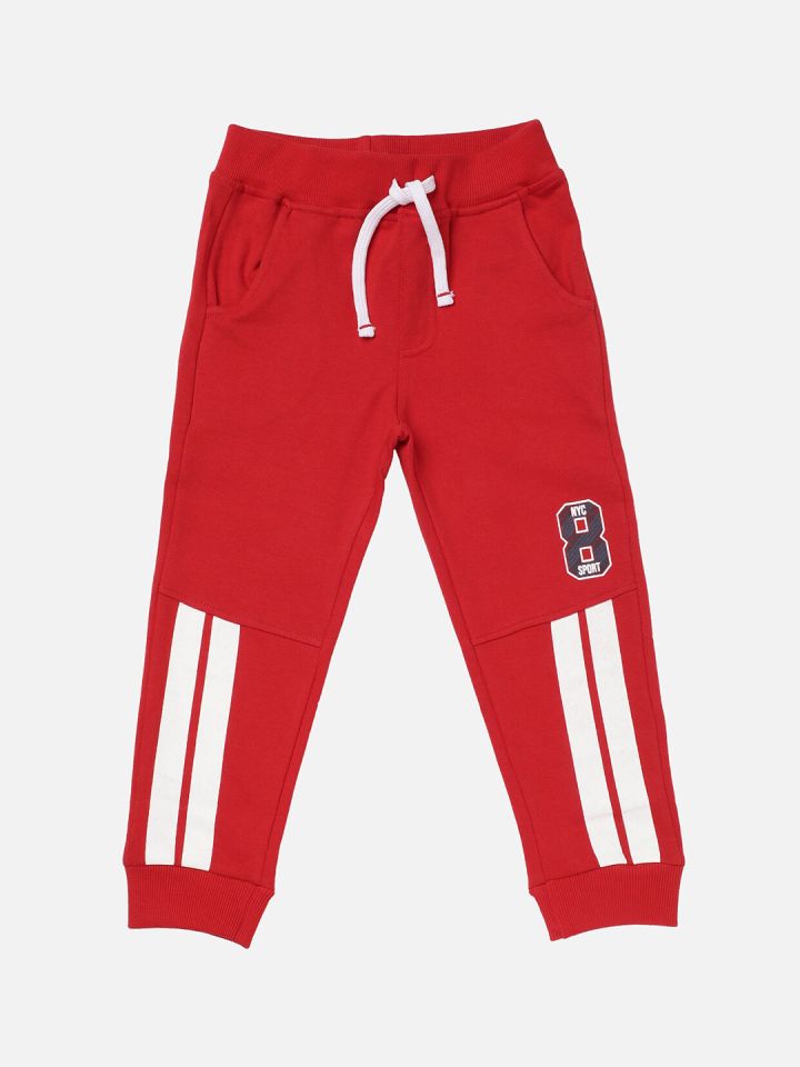 Red and 2025 white striped joggers