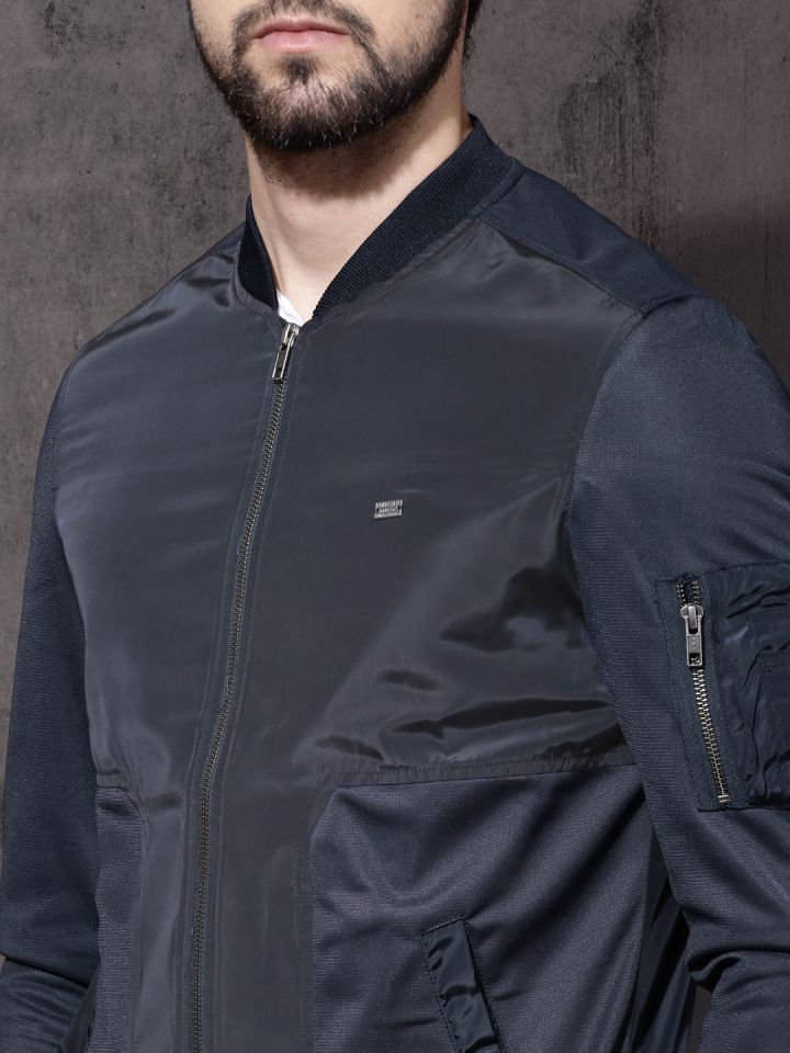 Roadster navy blue outlet solid bomber jacket