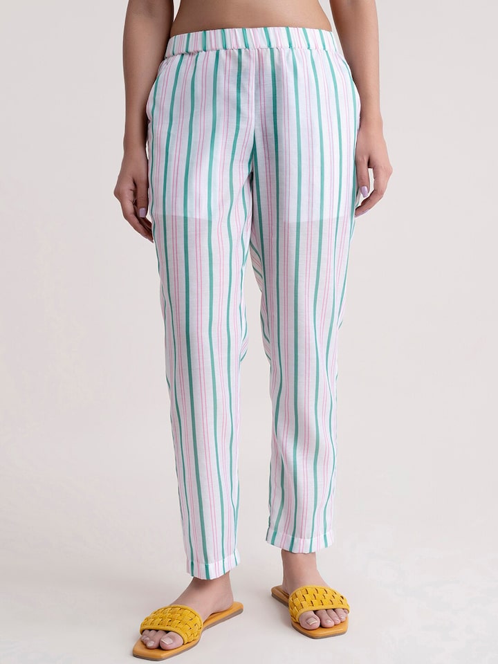 Buy CRIMSOUNE CLUB Pink Womens Pink Striped Parallel Trousers | Shoppers  Stop-anthinhphatland.vn