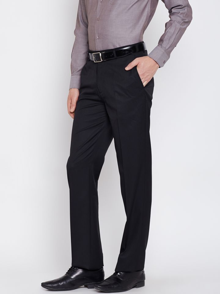 WILLS LIFESTYLE Mens Straight Regular Fit Formal Trousers  WCMWTRA170046003Jet Black32W x 35L  Amazonin Fashion