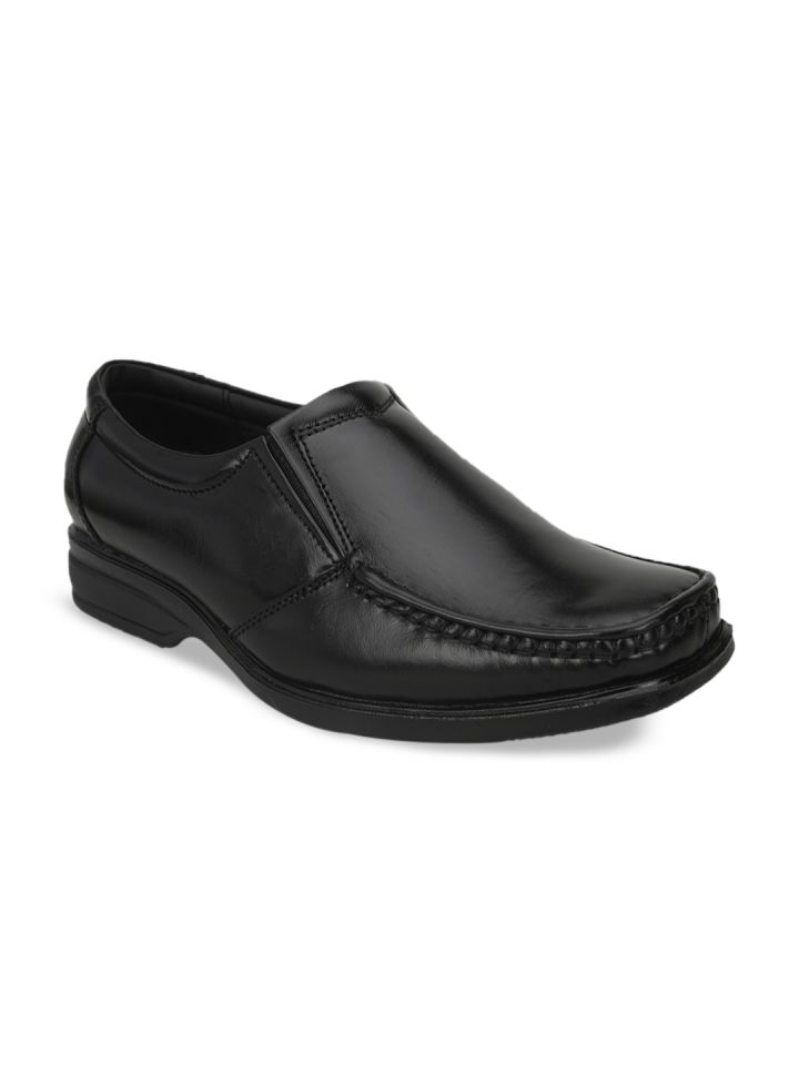 Buy Fashion Victim Men Black Solid Leather Formal Slip Ons