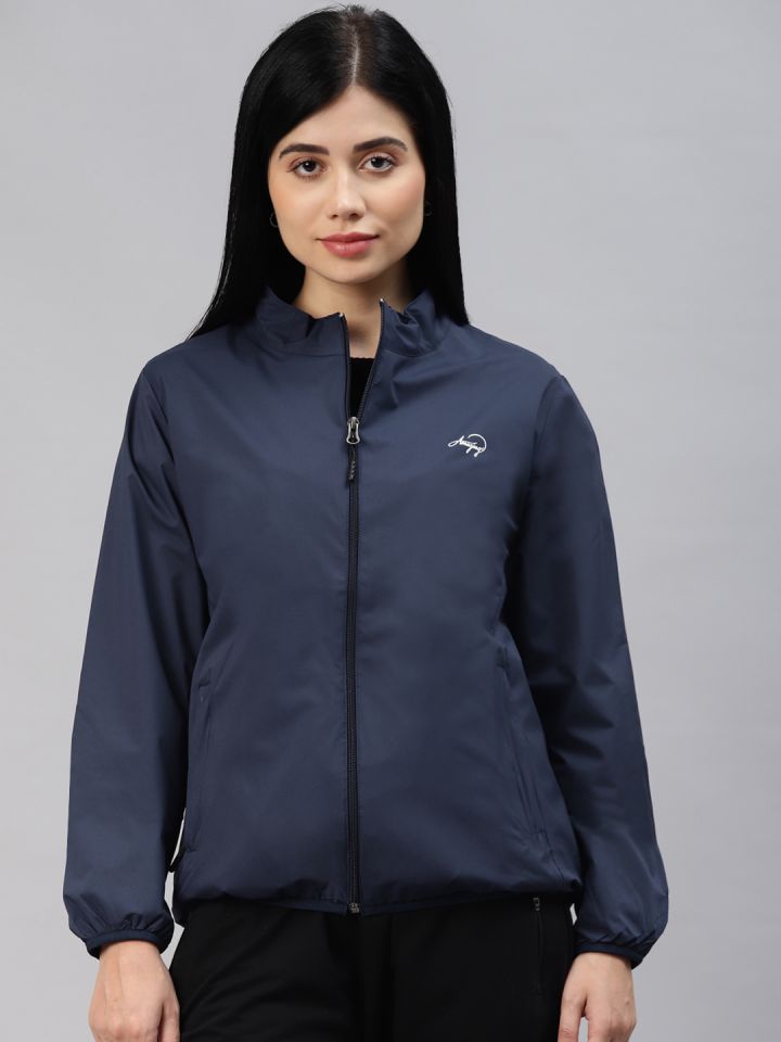 Foreign Culture By Fort Collins Women Navy Blue Windcheater Tailored Jacket