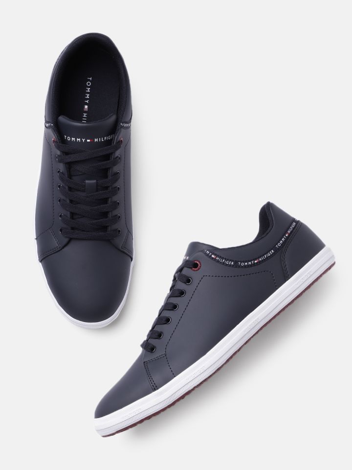 Buy Tommy Hilfiger Men Navy Blue Leather Sneakers Casual Shoes