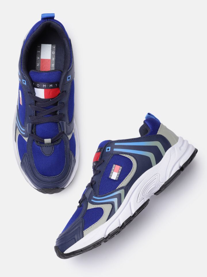 Tommy Hilfiger Men Blue Solid Leather Sneakers