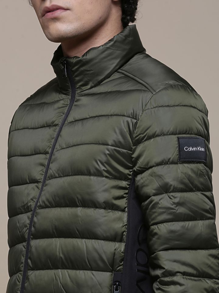Buy Calvin Klein Jeans Men Green Puffer Jacket With Recycled Side