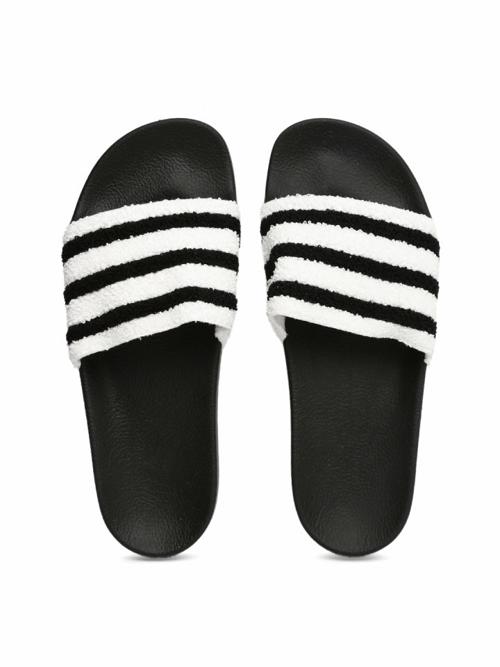 Buy ADIDAS Originals Men Black White Striped ADILETTE Flip Flops