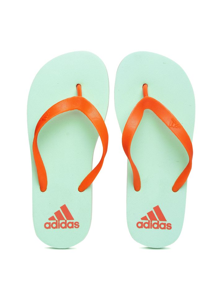 adidas green flip flops