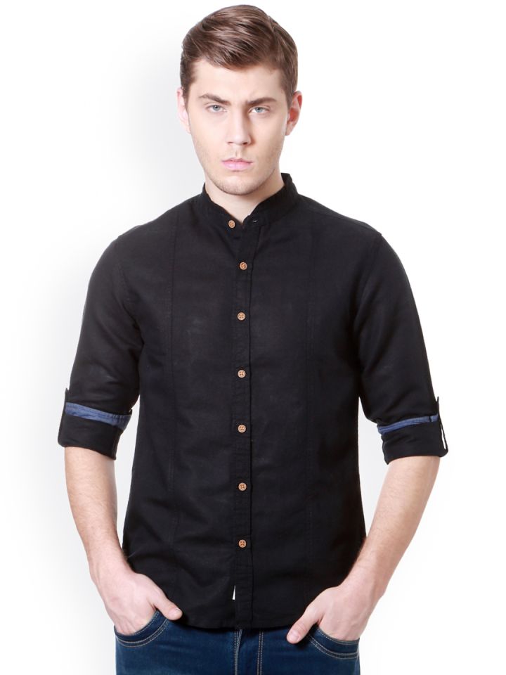 Black kurta slim sales fit