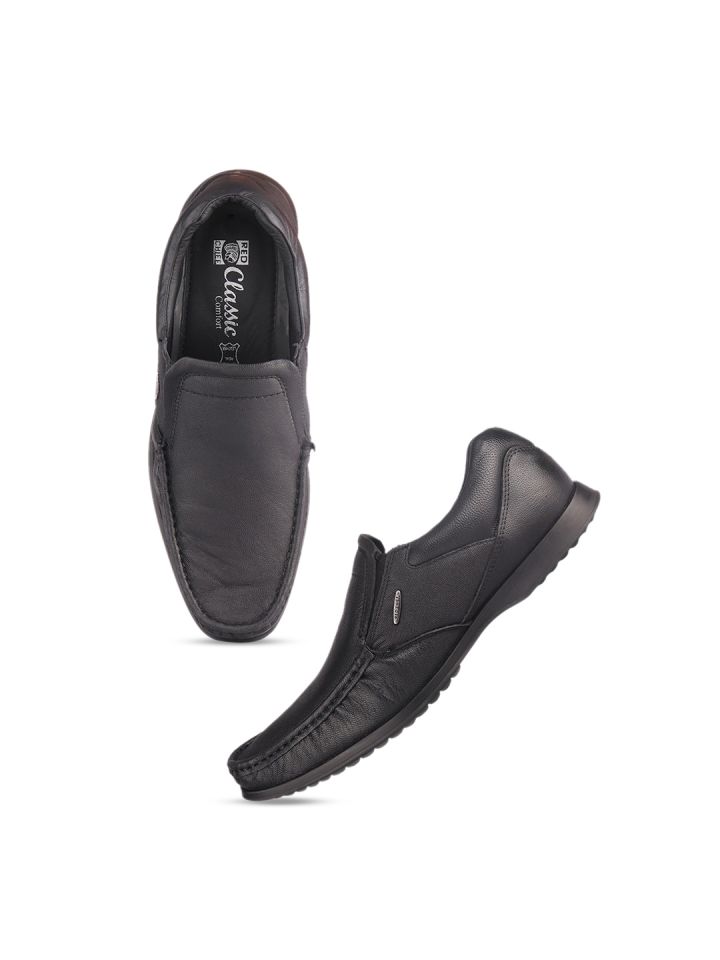 Red Chief Men Black Solid Leather Formal Slip On Shoes