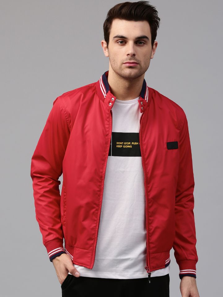 HRX by Hrithik Roshan Men Red Solid Bomber Jacket