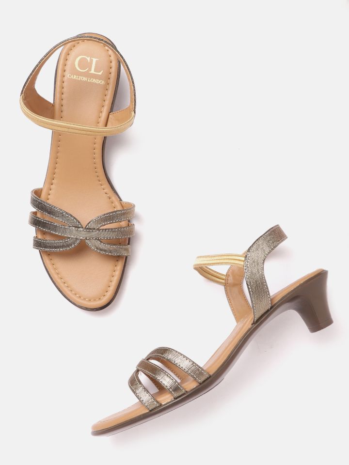 Buy Carlton London Women Copper Toned Strappy Block Heels