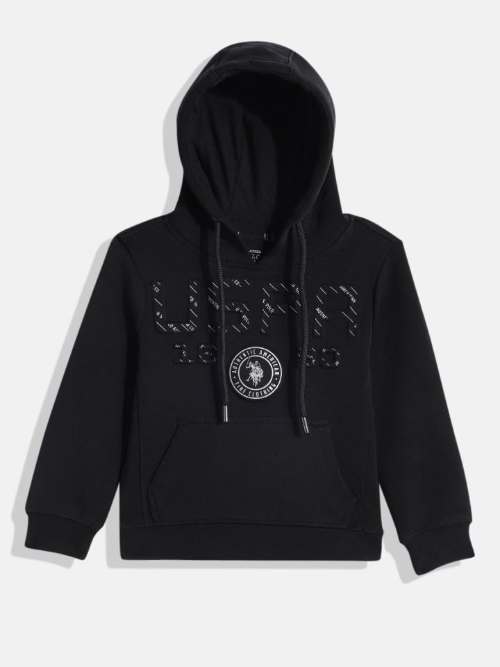 Boys black hooded top sweatshirt