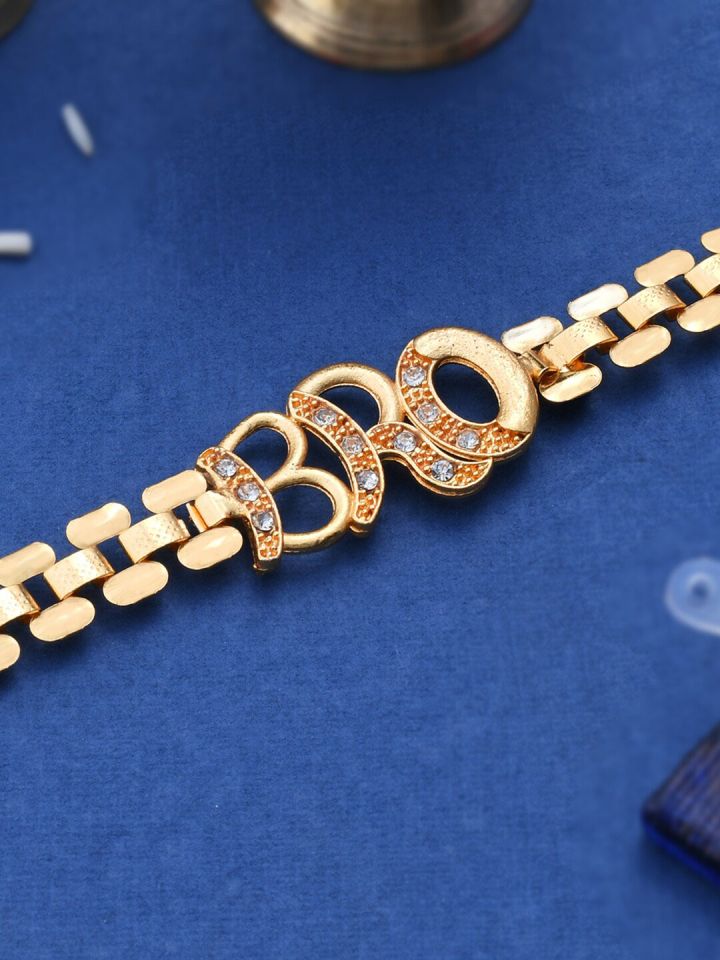 Buy Dare By Voylla Men Red Gold Toned Stone Studded Bro Rakhi